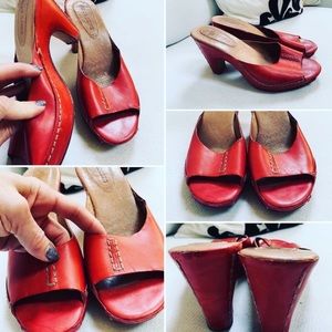 Corso Como Red Leather Open Toe Heels 9
